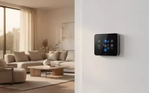 Modernes Smart-Home-Display an einer minimalistischen Wohnzimmerwand in hellem Tageslicht. - Foto: über boerse-global.de
