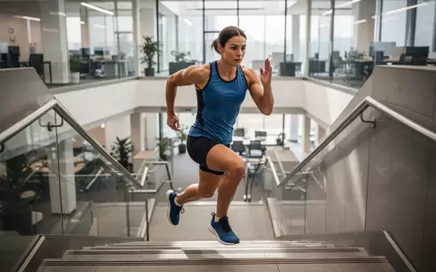 Eine Person trainiert intensiv in einem Treppenhaus, um kurze, hochintensive Bewegungseinheiten zu veranschaulichen. - Foto: über boerse-global.de