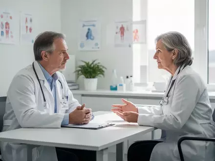 Arzt und Patient im Gespräch in einer modernen Arztpraxis zur Präventionsberatung. - Foto: über boerse-global.de