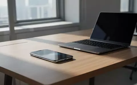 Ein modernes Büro mit einem Smartphone und einem Laptop auf einem Schreibtisch bei natürlichem Tageslicht. - Foto: über boerse-global.de