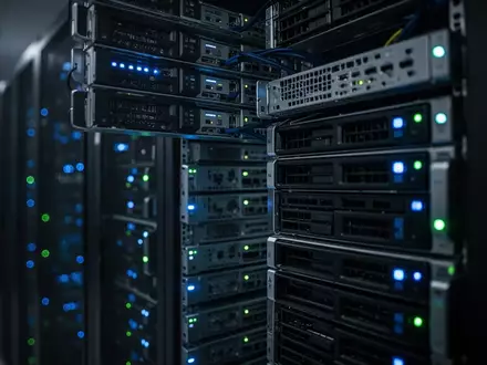 Nahaufnahme von blinkenden LEDs in einem modernen Serverraum, die auf eine kritische IT-Infrastruktur hindeuten. - Foto: über boerse-global.de