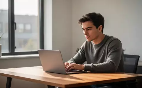 Fokussierter Geschäftsinhaber arbeitet an einem Laptop in einem modernen, sonnigen Büro. - Foto: über boerse-global.de