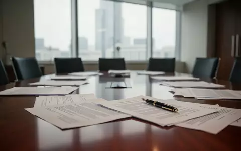 Ein Konferenztisch in einem modernen Büro mit ausgebreiteten Rechtsunterlagen und einem Füllfederhalter. - Foto: über boerse-global.de
