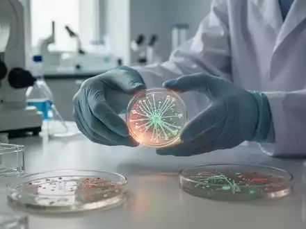 Ein Wissenschaftler im Labor untersucht eine Bakterienkultur in einer Petrischale zur Erforschung probiotischer Ansätze. - Foto: über boerse-global.de