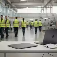 Ein moderner, heller Arbeitsplatz mit Blick in eine Fertigungshalle im Hintergrund. - Foto: über boerse-global.de