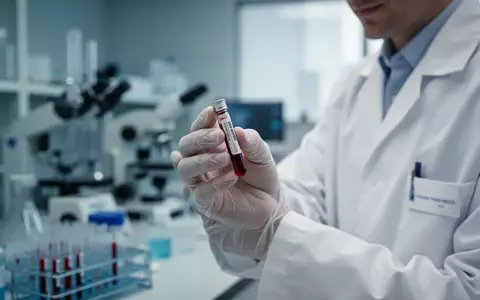Mediziner hält ein Blutproben-Fläschchen in einem klinischen Labor zur Alzheimer-Diagnostik. - Foto: über boerse-global.de