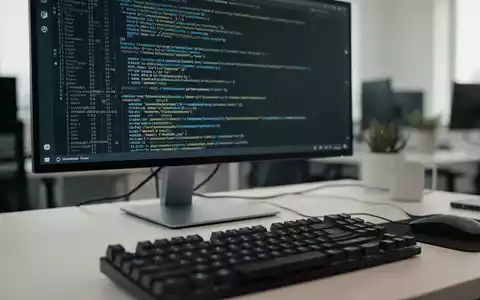 Ein moderner Computerarbeitsplatz mit Codezeilen und minimalistischer Benutzeroberfläche auf hochauflösendem Bildschirm. - Foto: über boerse-global.de