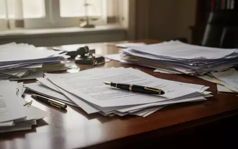 Ein Schreibtisch mit juristischen Dokumenten und einem Füllfederhalter in einem Büro. - Foto: über boerse-global.de