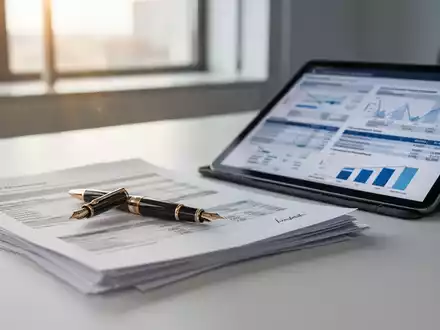 Ein moderner Schreibtisch mit Finanzdokumenten und einem Stift in einem hellen Büro. - Foto: über boerse-global.de