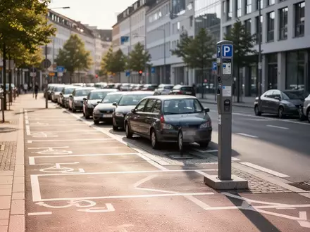 Parkbuchten an einer städtischen Straße bei Tageslicht. - Foto: über boerse-global.de