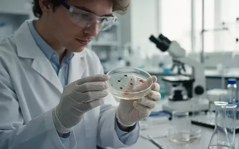 Ein medizinischer Forscher untersucht in einem modern ausgestatteten Labor eine biologische Probe in einer Petrischale. - Foto: über boerse-global.de