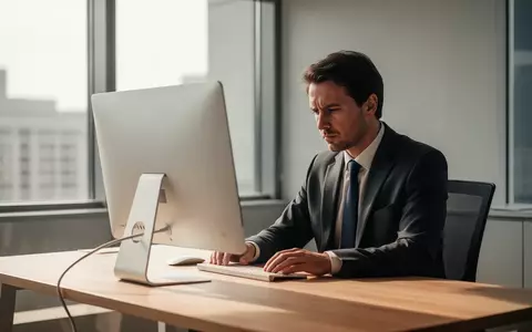 Ein nachdenklicher Finanzexperte in einem modernen Büro vor einem leeren Computerbildschirm. - Foto: über boerse-global.de