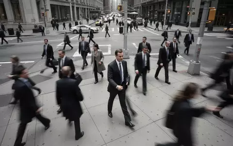 Geschäftiges Treiben in einem Finanzviertel an einem bewölkten Tag mit Passanten in Business-Kleidung. - Foto: über boerse-global.de