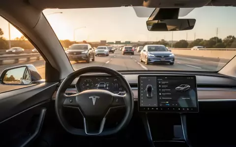 Blick aus dem Innenraum eines modernen Elektroautos auf eine Autobahn während der Dämmerung. - Foto: über boerse-global.de