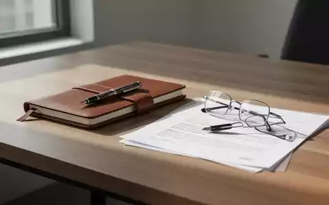 Ein minimalistischer Büroarbeitsplatz mit einem Notizbuch, einem Füllfederhalter und einer Brille auf einem Schreibtisch. - Foto: über boerse-global.de