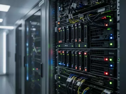 Moderne Server-Infrastruktur in einem Rechenzentrum mit Fokus auf Hardware-Komponenten zur Energieeffizienz-Analyse. - Foto: über boerse-global.de