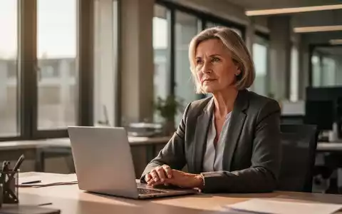 Eine nachdenkliche Frau an einem modernen Schreibtisch in einem hellen Büro, das eine professionelle Arbeitsatmosphäre vermittelt. - Foto: über boerse-global.de