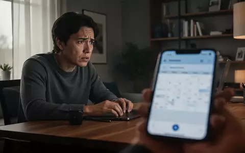 Eine besorgte Person schaut in einem modernen Home-Office auf ihr Smartphone, das einen Kalendereintrag anzeigt. - Foto: über boerse-global.de