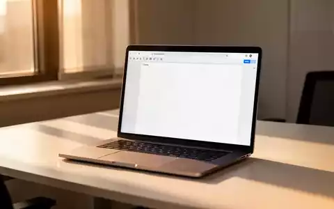 Ein moderner Schreibtisch mit einem Laptop, auf dem eine minimalistische Textverarbeitungsoberfläche zu sehen ist. - Foto: über boerse-global.de