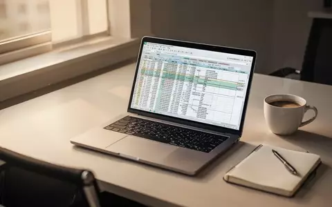 Ein moderner Schreibtisch mit einem Laptop, auf dem eine komplexe Tabellenkalkulation zur Datenanalyse zu sehen ist. - Foto: über boerse-global.de