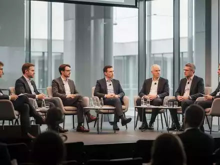 Expertenpanel auf einer internationalen KI-Konferenz in einem modernen Konferenzsaal in Bremen. - Foto: über boerse-global.de