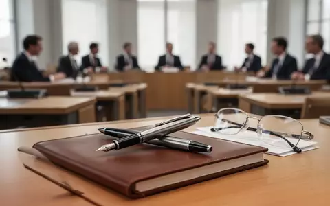 Ein Schreibtisch in einem Schweizer Parlamentsgebäude mit Notizbuch und Stift, im Hintergrund unscharfe Politiker. - Foto: über boerse-global.de