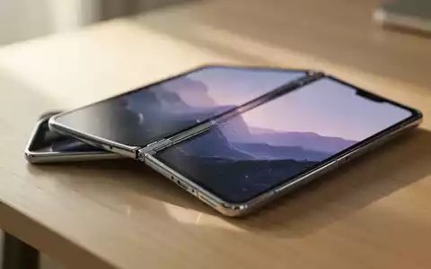 Ein hochwertiges, teilweise aufgeklapptes faltbares Smartphone liegt auf einem minimalistischen Schreibtisch. - Foto: über boerse-global.de