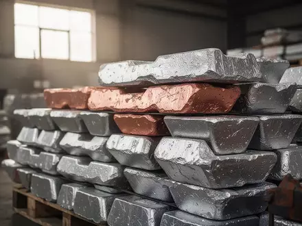 Gestapelte Industriemetallbarren in einem Lagerhaus bei natürlichem Lichteinfall. - Foto: über boerse-global.de