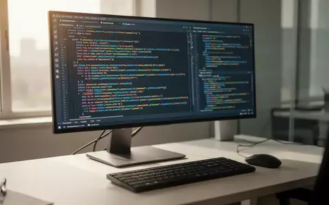 Ein moderner, professioneller Arbeitsplatz für Softwareentwicklung mit einem beleuchteten Bildschirm voller Code. - Foto: über boerse-global.de