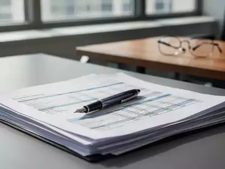 Ein Schreibtisch mit Finanzunterlagen und einem Füllfederhalter in einem hellen, modernen Büro. - Foto: über boerse-global.de