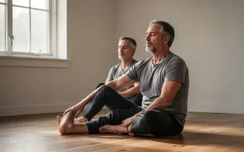 Ein Mann praktiziert Yoga in einem ruhigen, sonnendurchfluteten Raum zur Förderung der psychischen Gesundheit. - Foto: über boerse-global.de