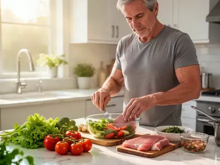 Eine Person bereitet in einer hellen Küche eine gesunde, proteinreiche Mahlzeit zur Stoffwechselunterstützung zu. - Foto: über boerse-global.de