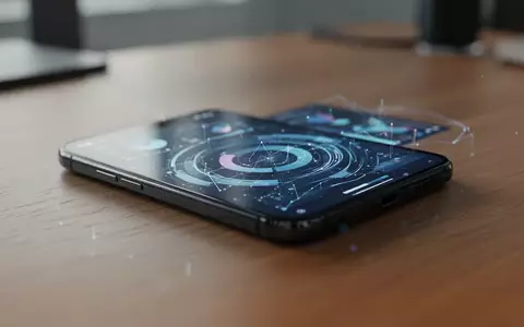 Ein Smartphone auf einem Schreibtisch, das abstrakte Datenvisualisierungen anzeigt, als Symbol für den Datenschutz bei Apps. - Foto: über boerse-global.de