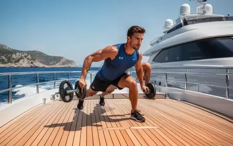 Ein austrainierter Profisportler absolviert ein intensives Fitnesstraining auf dem Deck einer Luxusjacht. - Foto: über boerse-global.de