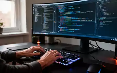Ein Softwareentwickler arbeitet an einem modernen Computerarbeitsplatz an komplexem Programmcode. - Foto: über boerse-global.de