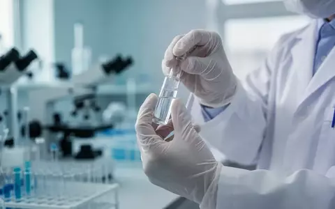 Ein Laborwissenschaftler hält eine Glasampulle mit einer Blutprobe in einer klinischen Umgebung. - Foto: über boerse-global.de
