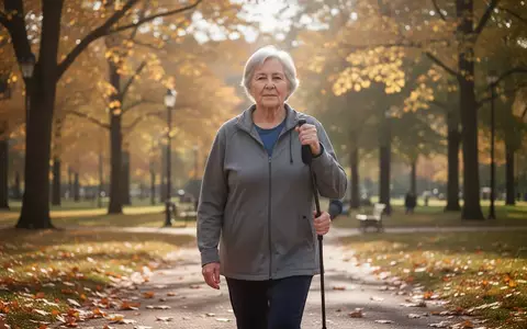 Eine Person mittleren Alters geht in einem sonnigen Park spazieren, was einen gesunden Lebensstil im Alter symbolisiert. - Foto: über boerse-global.de