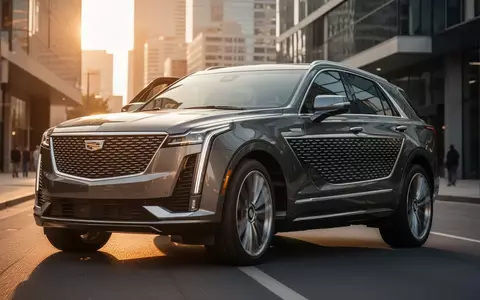 Ein Cadillac Luxus-SUV parkt in einer modernen städtischen Umgebung bei Sonnenuntergang. - Foto: über boerse-global.de