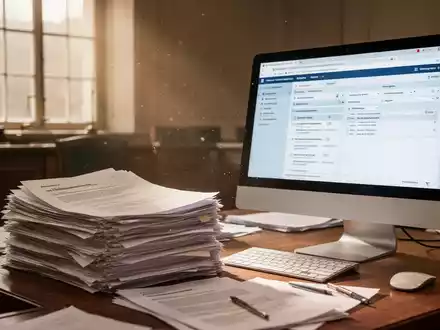 Stapel von juristischen Dokumenten auf einem Schreibtisch in einem Sozialgericht neben einem Computerbildschirm. - Foto: über boerse-global.de