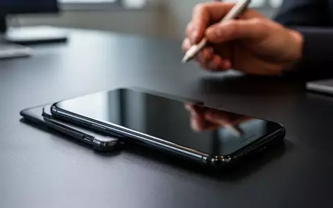 Ein modernes Smartphone liegt auf einem Schreibtisch, während die Umgebung in weichem, professionellem Licht gehalten ist. - Foto: über boerse-global.de