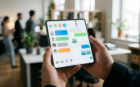 Ein modernes faltbares Smartphone in den Händen einer Person zeigt eine minimalistische Benutzeroberfläche einer App. - Foto: über boerse-global.de