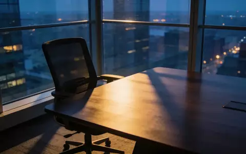 Ein leerer Konferenzraum mit einem polierten Holztisch in einem modernen Bürogebäude bei Dämmerung. - Foto: über boerse-global.de