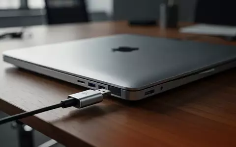 Ein USB-Gerät steckt in einem modernen Laptop auf einem Schreibtisch. - Foto: über boerse-global.de