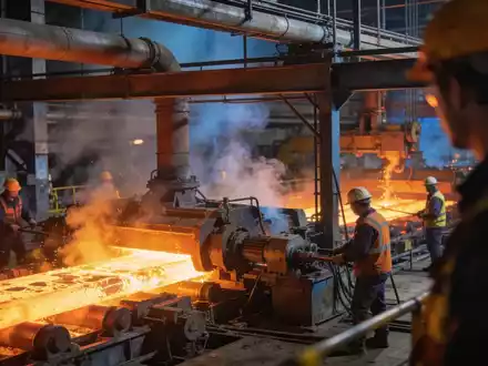 Ein glühender Schmelzofen in einer modernen Metallraffinerie. - Foto: über boerse-global.de