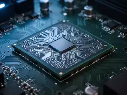 Ein moderner Computerprozessor auf einer Hauptplatine in einer professionellen Nahaufnahme mit atmosphärischer Beleuchtung. - Foto: über boerse-global.de
