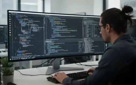 Ein Softwareentwickler arbeitet an einem modernen Arbeitsplatz an komplexen Programmieraufgaben und KI-Integrationsprozessen. - Foto: über boerse-global.de