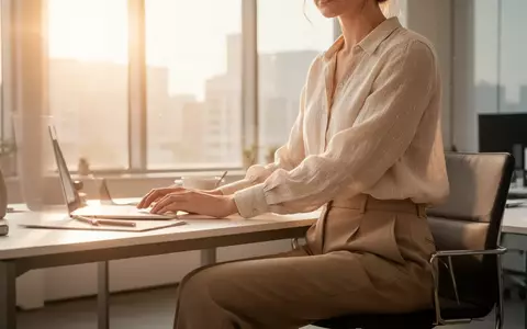 Eine Person in professioneller, sommerlicher Business-Kleidung arbeitet an einem hellen, sonnendurchfluteten Büroarbeitsplatz. - Foto: über boerse-global.de