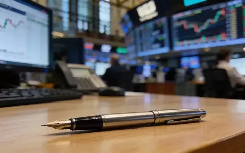 Ein hochwertiger Füllfederhalter auf einem Schreibtisch vor einem unscharfen Hintergrund eines Finanzbüros. - Foto: über boerse-global.de