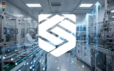 Abstraktes Bild einer modernen Halbleiterfertigung mit leuchtenden Lichtspuren als Symbol für starkes wirtschaftliches Wachstum. - Foto: über boerse-global.de