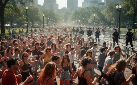 Polizisten patrouillieren am Rande einer großen Musikparade in einem Berliner Park bei sommerlichem Wetter. - Foto: über boerse-global.de
